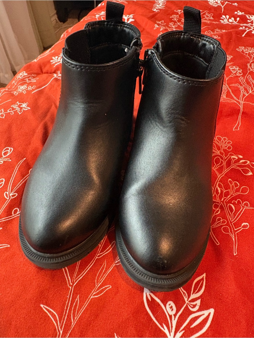 Cat & Jack Black Kids Ankle Boots with Side Zip